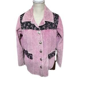 Vintage Womens Pink Corduroy Jacket Produce Company USA Size M 100% Cotton 90s